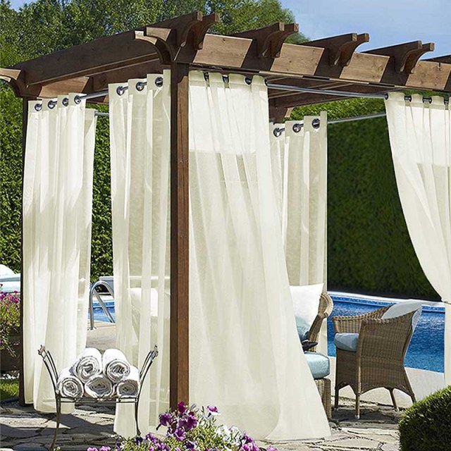 Laguna Outdoor Waterproof Cream Voile Curtain 1