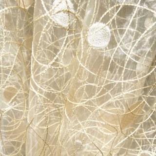 Nebula Embroidered Gold and Silver Circles Cream Voile Curtain 3