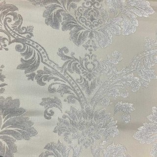 Elite Silver Grey Faux Silk Damask Floral Curtain