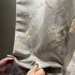 Lunar Gold Luxury Jacquard Abstract Grey Floral Curtain 6