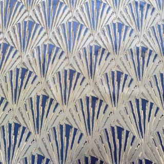Gilded Breeze Blue and Gold Art Deco Geometric Curtains 6
