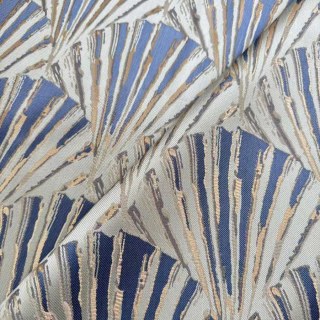 Gilded Breeze Blue and Gold Art Deco Geometric Curtains 3