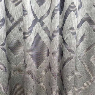 Luxe Labyrinth Silver and Blue Geometric Curtains 2
