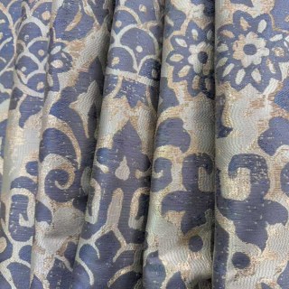 Royal Indigo Luxury Jacquard Blue and Gold Floral Curtains