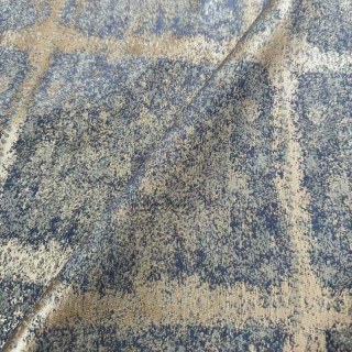 Weathered Plaid Haze Blue Checked Grid Geometric Curtains 4