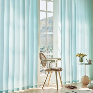Avila Waterproof Textured Light Blue Outdoor Voile Curtain 2