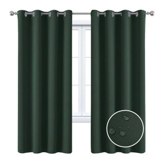 Malibu Waterproof Triple Weave Twill Blackout Dark Green Outdoor Curtain 3
