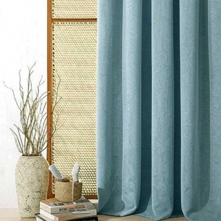 Double Plush Haze Blue Chenille Blackout Curtain