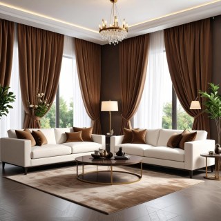 Fine Coffee Brown Velvet Curtains 3