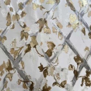 Lattice Bloom Jacquard Cream Gold Floral Curtains 4
