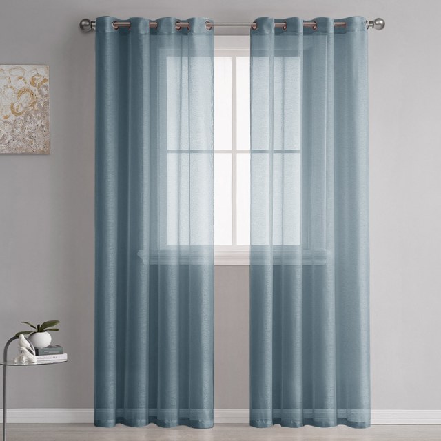 Luxe Teal Blue Sheer Curtain 1