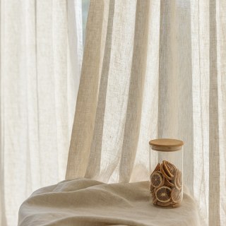 Provencal Style Pure Flax Linen Oatmeal Heavy Semi Sheer Curtain 2
