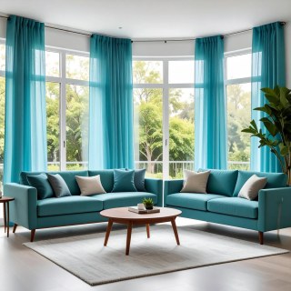 Smarties Aqua Blue Soft Sheer Curtain