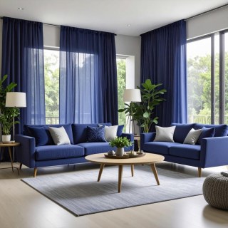 Smarties Navy Blue Soft Sheer Curtain