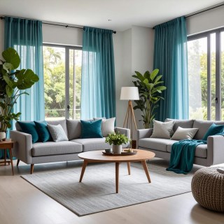 Smarties Soft Teal Sheer Curtain