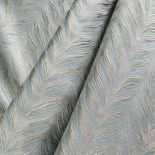 Aqualuna Luxury Jacquard Duck Egg Blue Curtain with Gold Herringbone Details 3