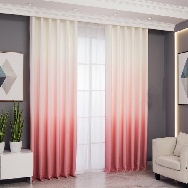 Candy Land Linen Style Pink Ombre Curtain 1