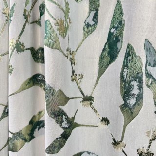 In The Woods Luxury Jacquard Green Leaves Curtain with Gold Details