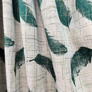 Plume & Pattern Luxury Jacquard Green Feather Curtain 3