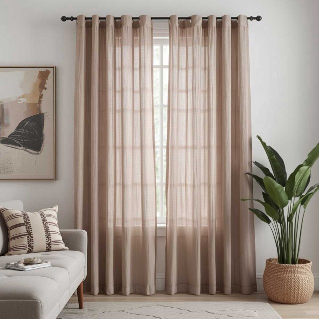 Notting Hill Mocha Luxury Sheer Curtain 1