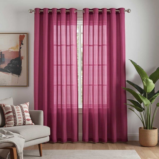 Notting Hill Rose Pink Sheer Curtain 1