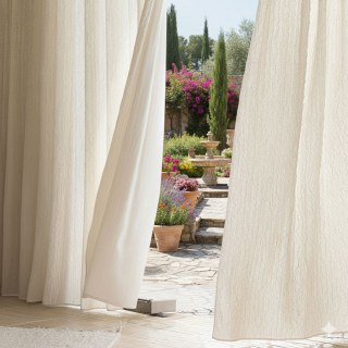 Crushed Drift Cream Linen Style Crinkle Sheer Curtain