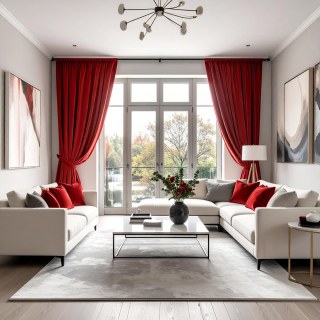 Lustrous Scarlet Red Velvet Curtains 2