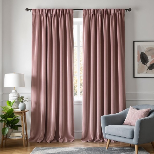 Matte Majesty Dusky Pink 100% Blackout Velvet Curtain 1