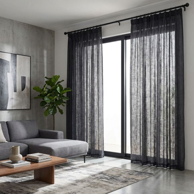 A Touch of Sunshine Black Semi Heavy Net Curtain 1