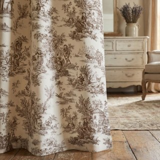 Amour Pastorale Brown Toile de Jour Chenille Curtains