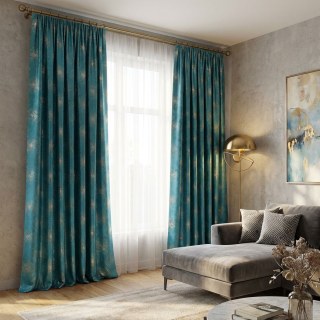 Crosshatch Charm Diamond Grid Teal Curtains