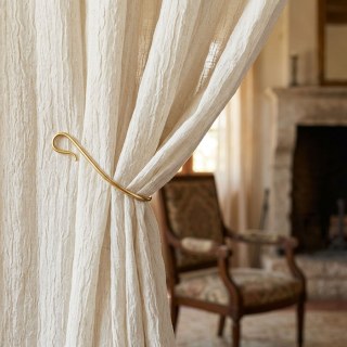 Crushed Drift Cream Linen Style Crinkle Sheer Curtain 2