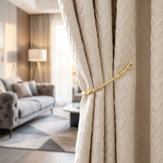 Dune Flow Cream Off White Crinkle Crushed Blackout Curtain 2