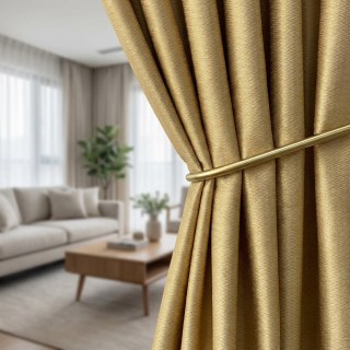 Echo Weave Chevron Zigzag Geometric Gold Curtains 2