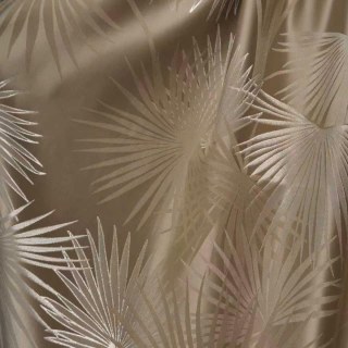 Fan Palm Silhouette Mocha Satin Tropical Leaves Curtain 4
