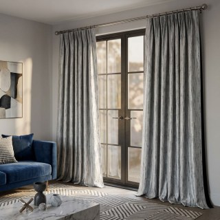 Gilded Stream Silver Gray Curtain with Metallic Stripes 3
