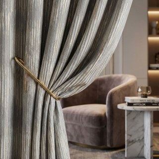 Golden Cascade Textured Striped Gray and Gold Curtain 3