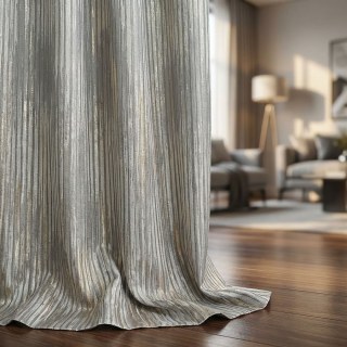 Golden Cascade Textured Striped Gray and Gold Curtain 2