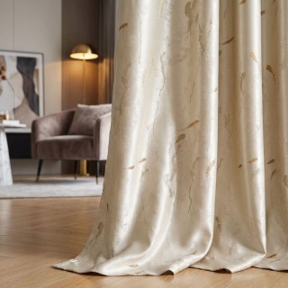 Koi Pond Luxury Jacquard Champagne Abstract Light Gold Curtain