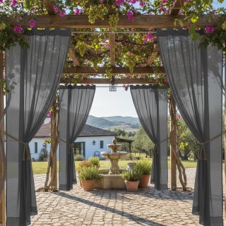 Laguna Outdoor Waterproof Dark Gray Sheer Curtain