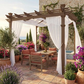 Laguna Outdoor Waterproof White Sheer Curtain