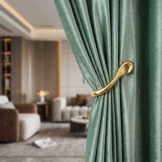Luminous Luxe Metallic Sage Duck Egg Green Velvet Curtains 3