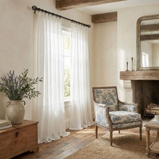 Moonstone Ivory White Textured Striped Sheer Curtain 3