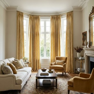 Opulent Floral Luxury Jacquard Gold Damask Curtain 3