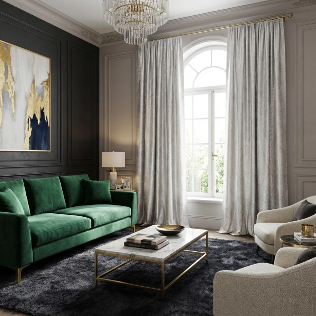 Opulent Floral Luxury Jacquard Gray Damask Curtain 1