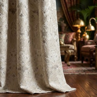 Palais Arabesque Luxury 3D Jacquard Cream Champagne Damask Curtains