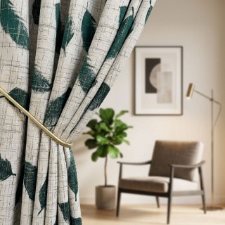 Plume & Pattern Abstract Green Feather Curtain 2
