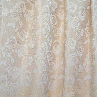 Rose Reverie Cream and Gold 3D Jacquard Floral Curtain 7