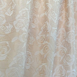 Rose Reverie Cream Off White 3D Jacquard Floral Curtain 3