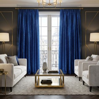 Sapphire Shimmer Royal Blue Metallic Glittering Curtains